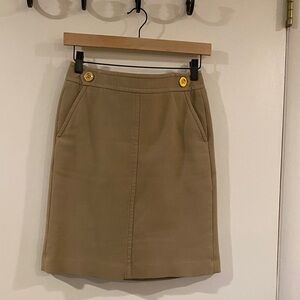 Talbots Women's Khaki Button-Accent Pencil Skirt